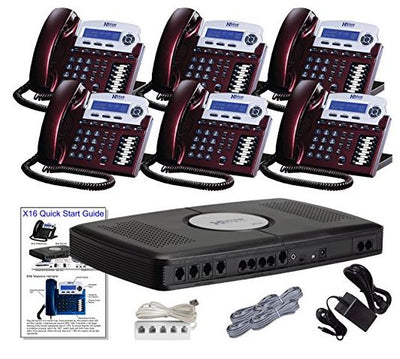 Xblue X16 Phone System with 6 Phones: Red Mahogany