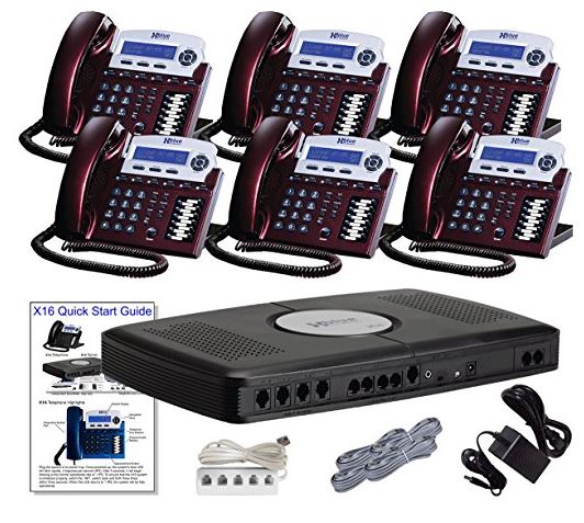 Xblue X16 Phone System with 6 Phones: Red Mahogany