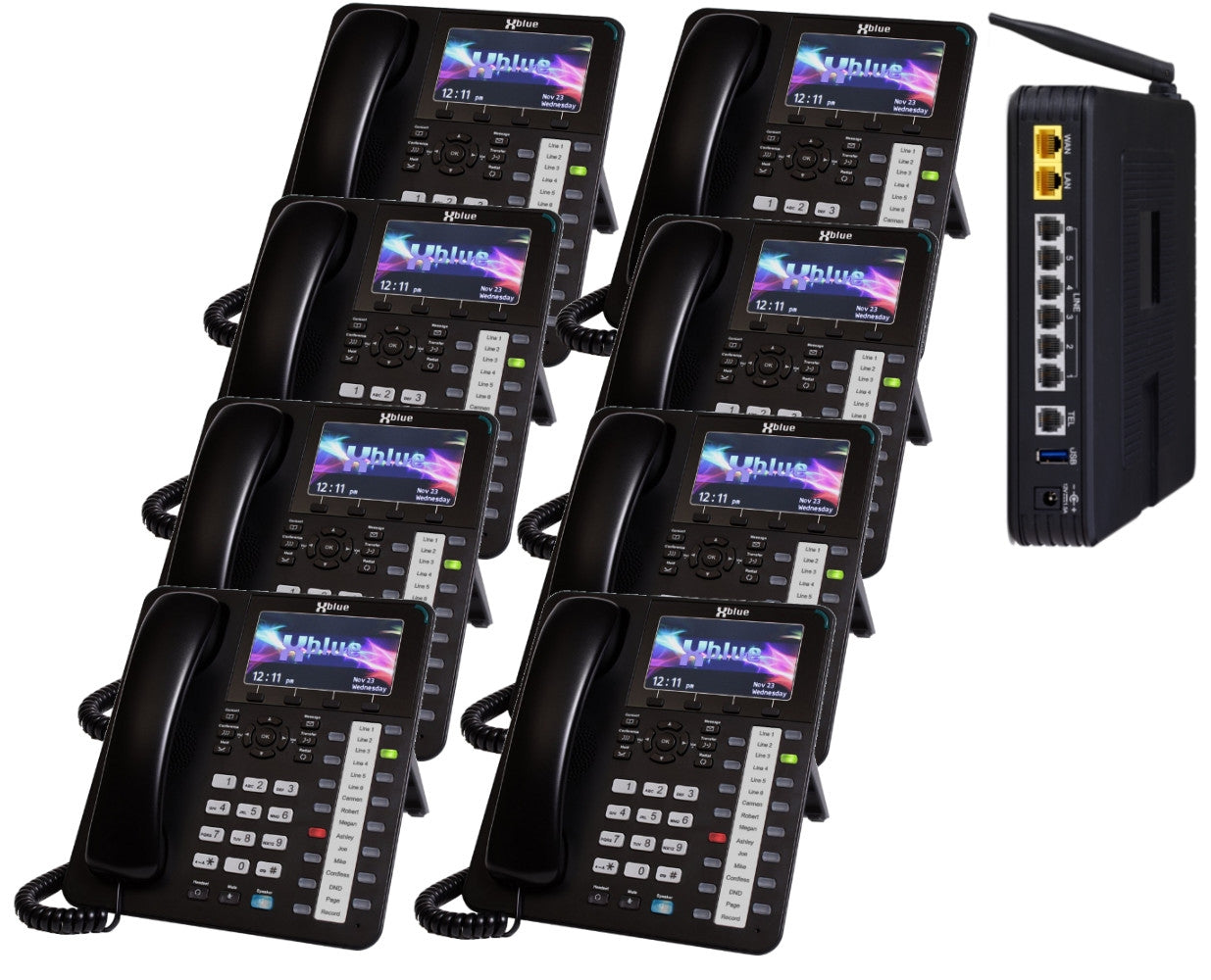 Xblue X50 Phone System with 8 X4040 Vivid Color Display IP Phones