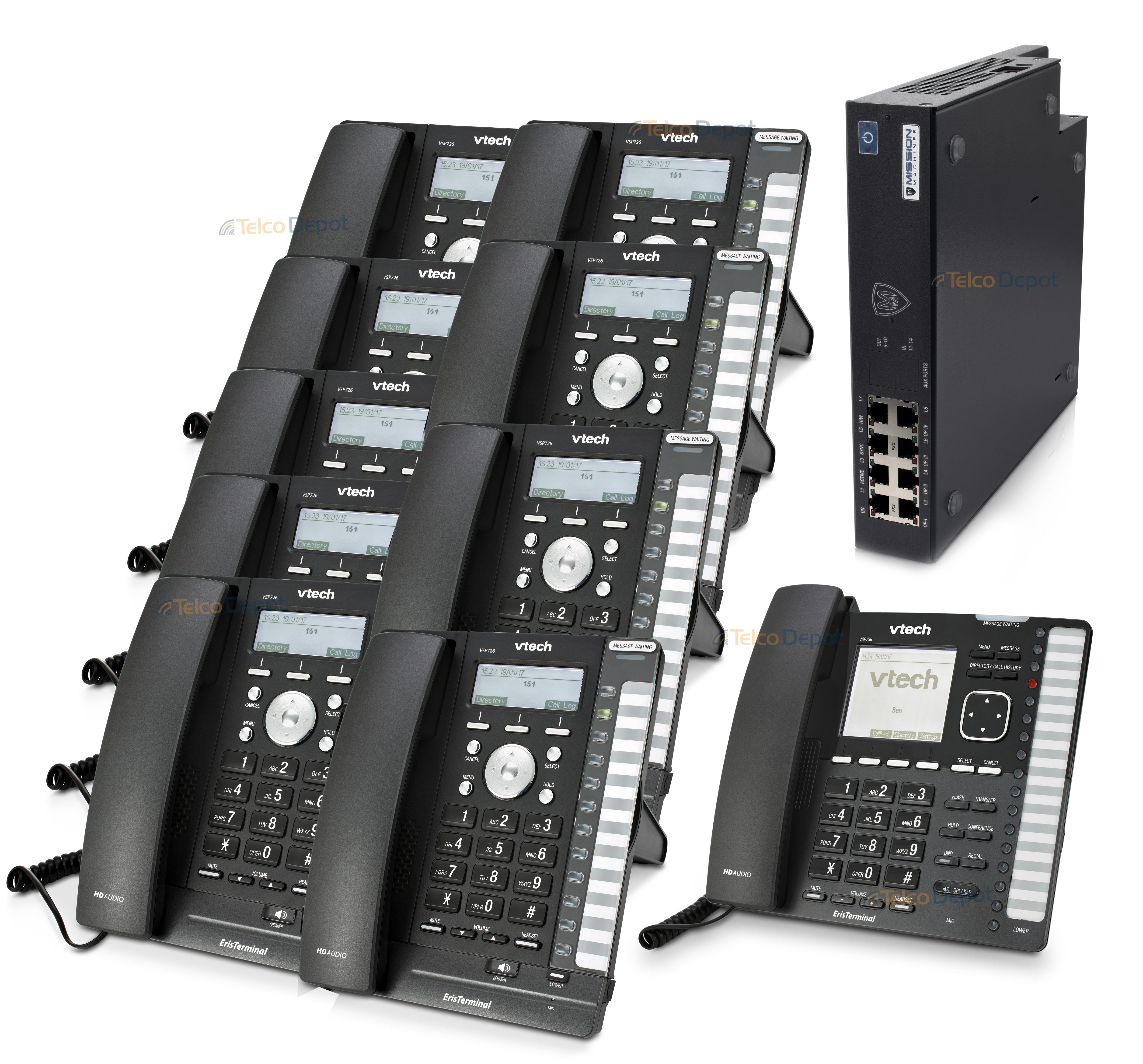 Mission Machines Z-75 VoIP Phone System with 10 VTech IP Phones