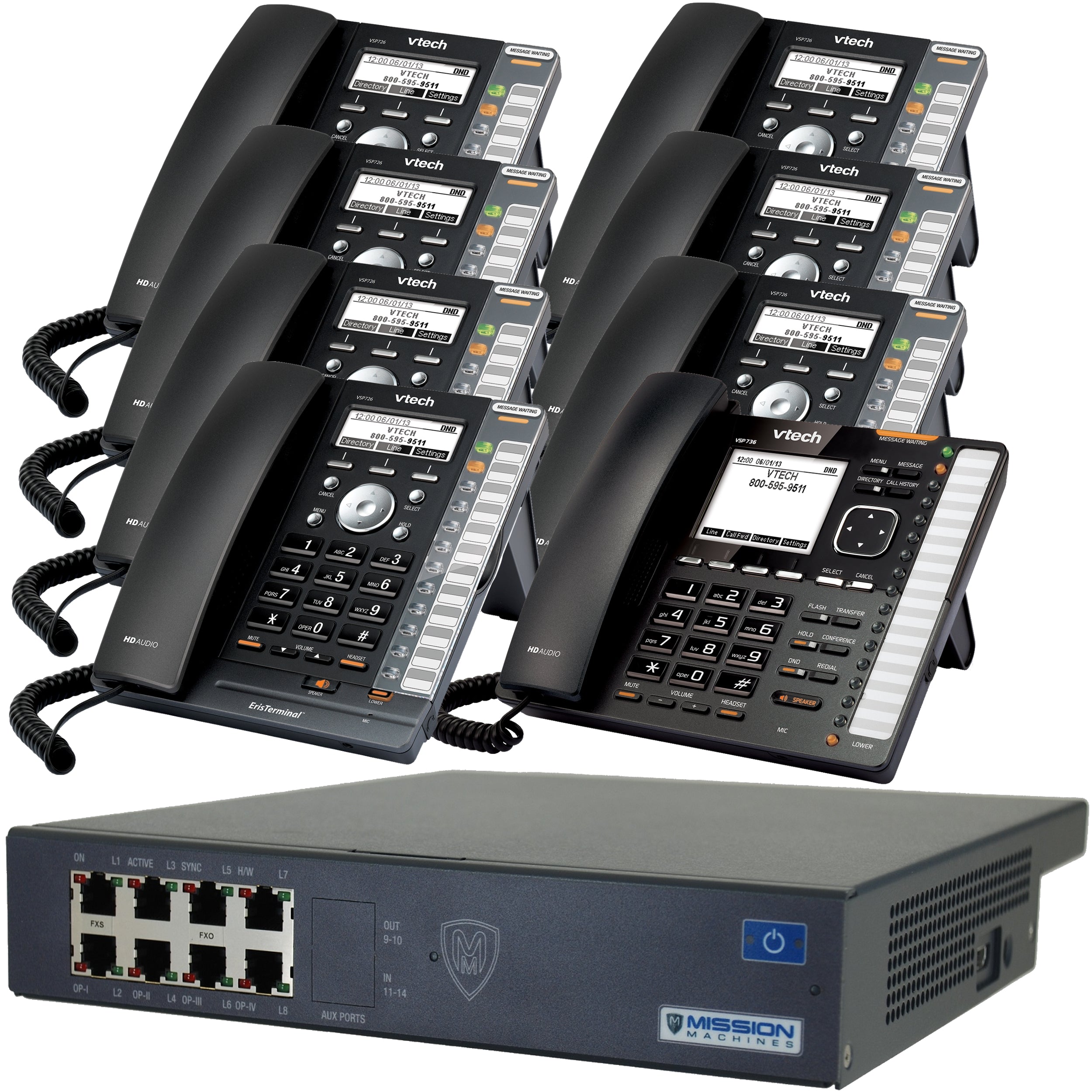 Mission Machines Z-75 VoIP Phone System with 8 VTech IP Phones
