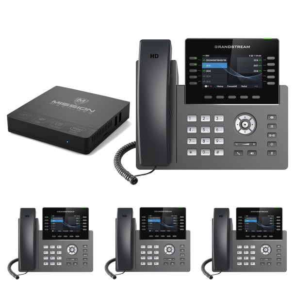 Business Phone System 'Mission Machines' G400: Includes Grandstream 2615 Phones + 'Mission Machines' Server + Free 3 Months of 'Mission Machines' Phone Service