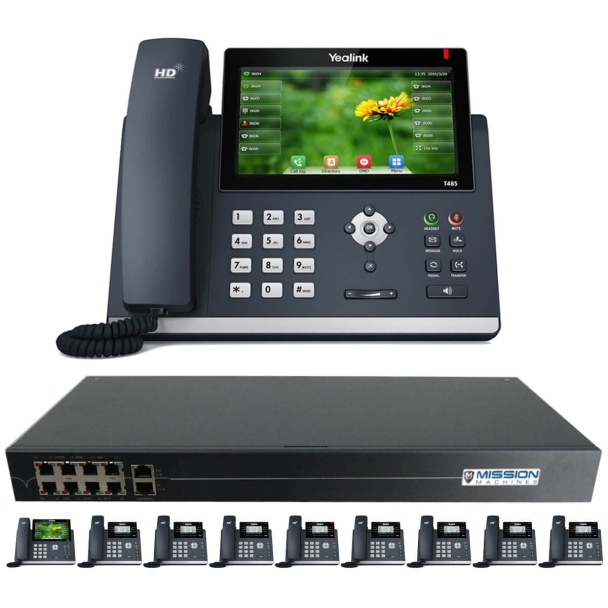Mission Machines TD-1000 VoIP Phone System with 10 Yealink IP Phones