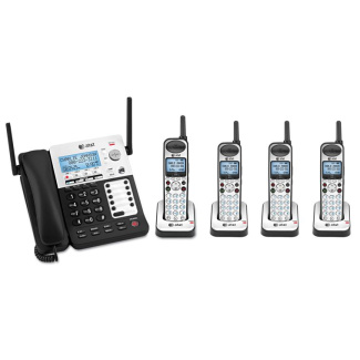 AT&T 4-Line Business Phone System with 4 Cordless Handsets & 1 Corded Wireless Desk Phone 