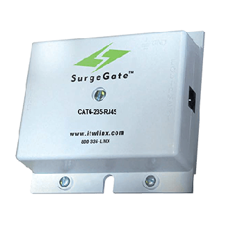 Surgegate Category 6e solid-state building entrance protector, RJ45 in/out