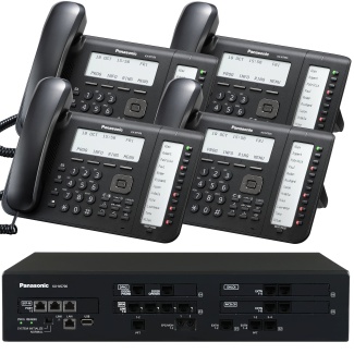 Business Phone System by Panasonic: NS700 Bundle with 4 IP Phones - 1 Year of Dial Tone Service Included