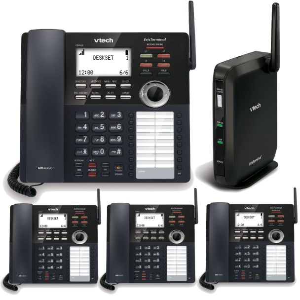 VTech VDP Small Business Phone System Equipped with 4-Line Capacity - 4 Desksets Included