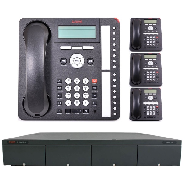 Avaya VoIP Telephone System with 4 Phones