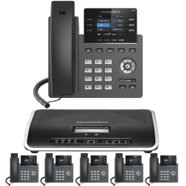 Business Phone System by Grandstream: 2613 Phones Package IP-PBX Office Phone System Includes 2-Year Warranty
