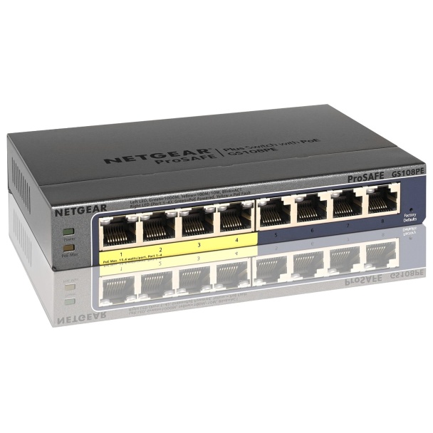 ProSafe® Plus 8-Port Gigabite Ethernet Switch With 4 PoE Ports