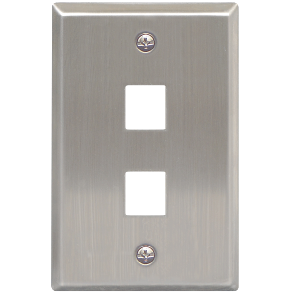 Stainless Steel Face Plate, 1-Gang, 2-Port