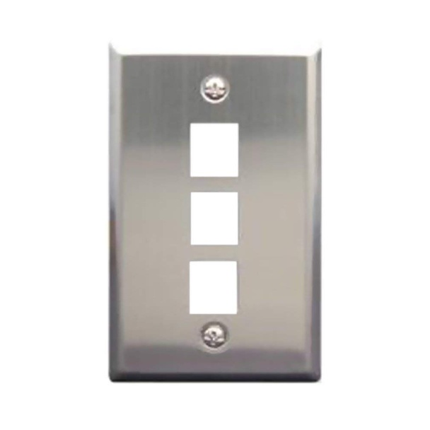 Stainless Steel Face Plate, 1-Gang, 3-Port