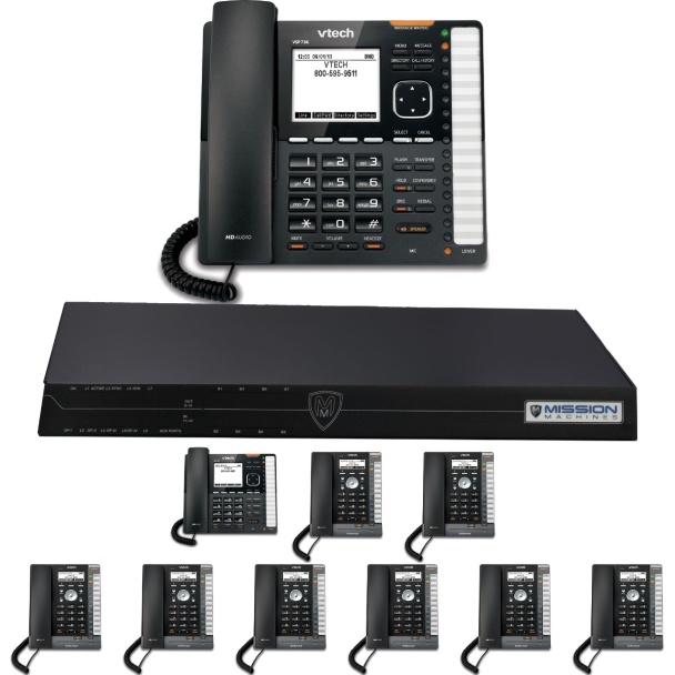 Mission Machines TD-1000 VoIP Phone System with 10 VTech IP Phones