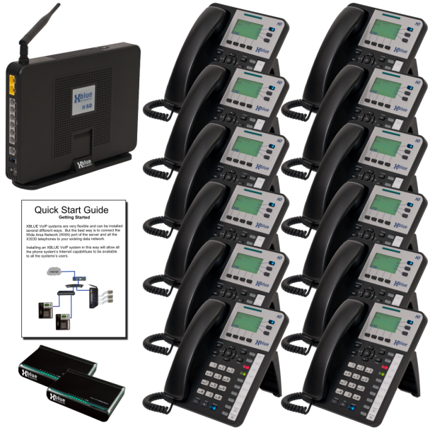 Xblue X50XL Phone System with 12 IP Phones & 3 Free VoIP Lines for 3 Months