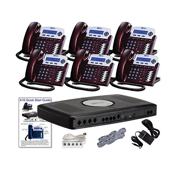 Xblue X16 Phone System with 6 Phones: Red Mahogany