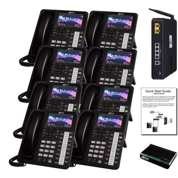 Xblue X25 Phone System with 8 X4040 Vivid Color Display IP Phones