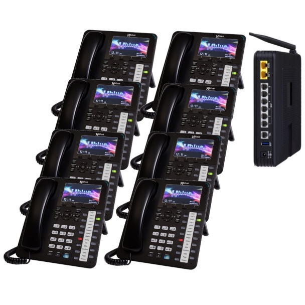 Xblue X50 Phone System with 8 X4040 Vivid Color Display IP Phones