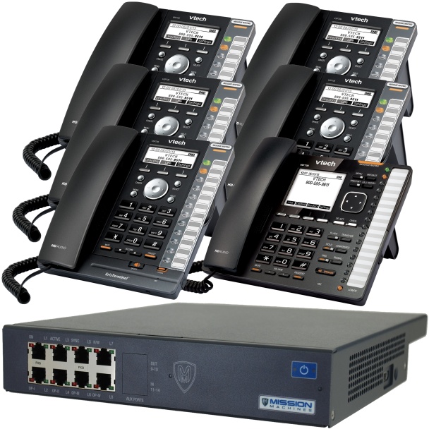 Mission Machines Z-75 VoIP Phone System with 6 VTech IP Phones 